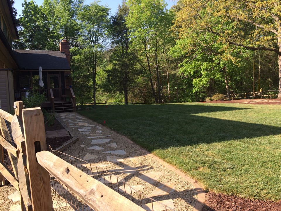 Professionally landscaped fenced in yard