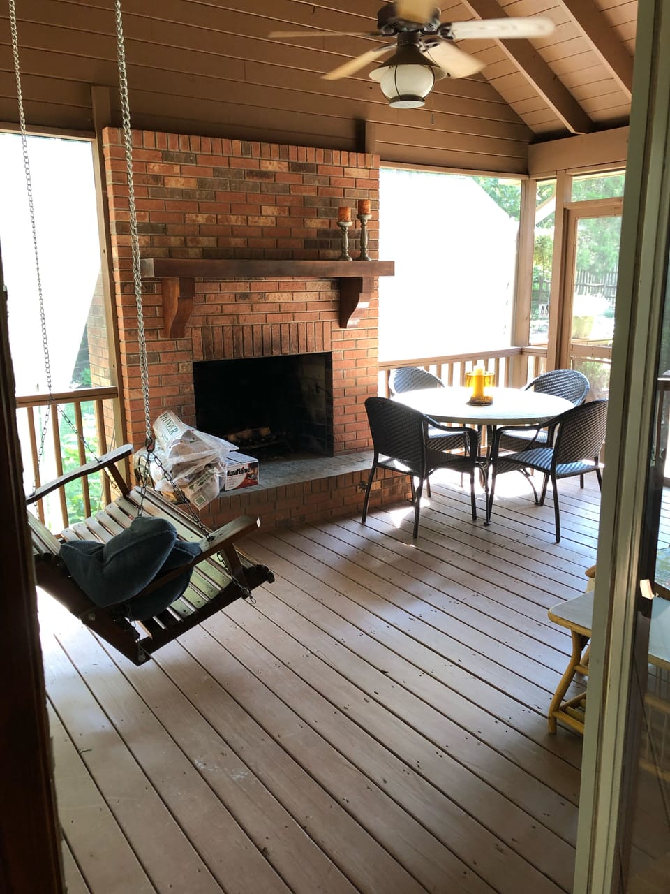 Screened porch for relaxing and enjoying outdoors bug free. 