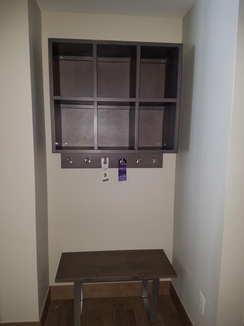 Wet room to hang jackets, hats, gloves, and boots.