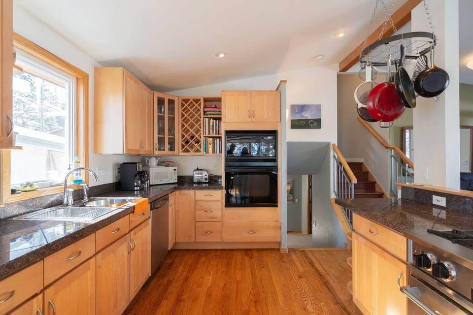 Plenty of room to enjoy cooking.  Gas stove, granite countertops.