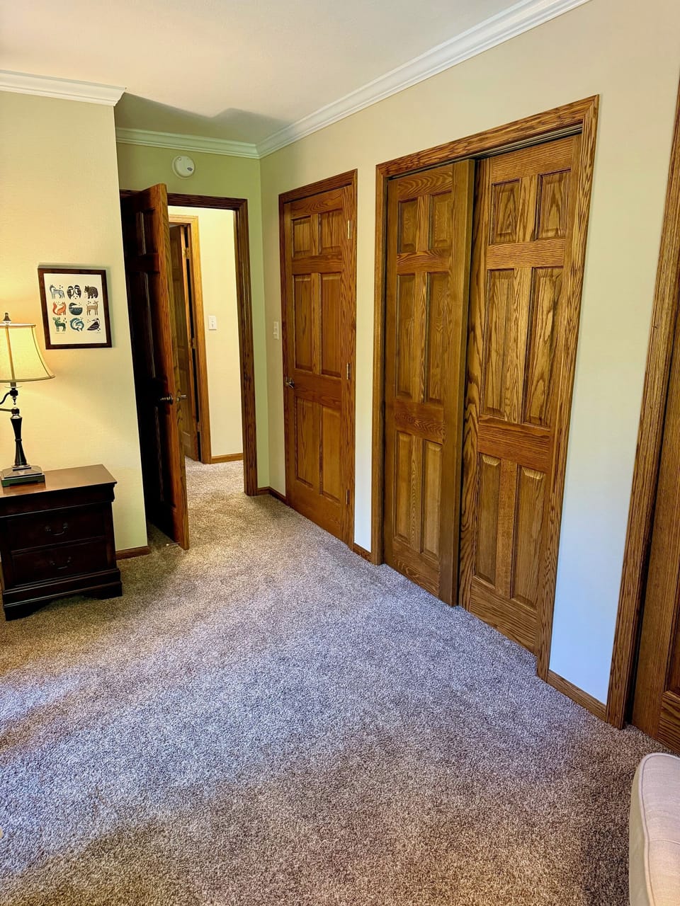 A whole wall of closets for your storage and clothes.