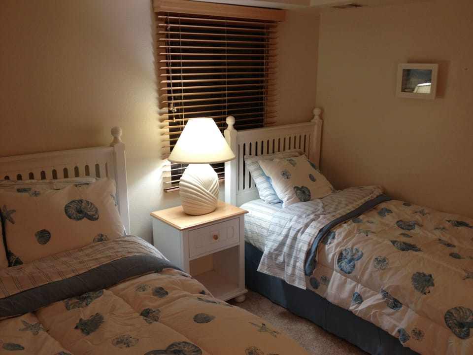 Second Bedroom with one double bed & one twin bed.