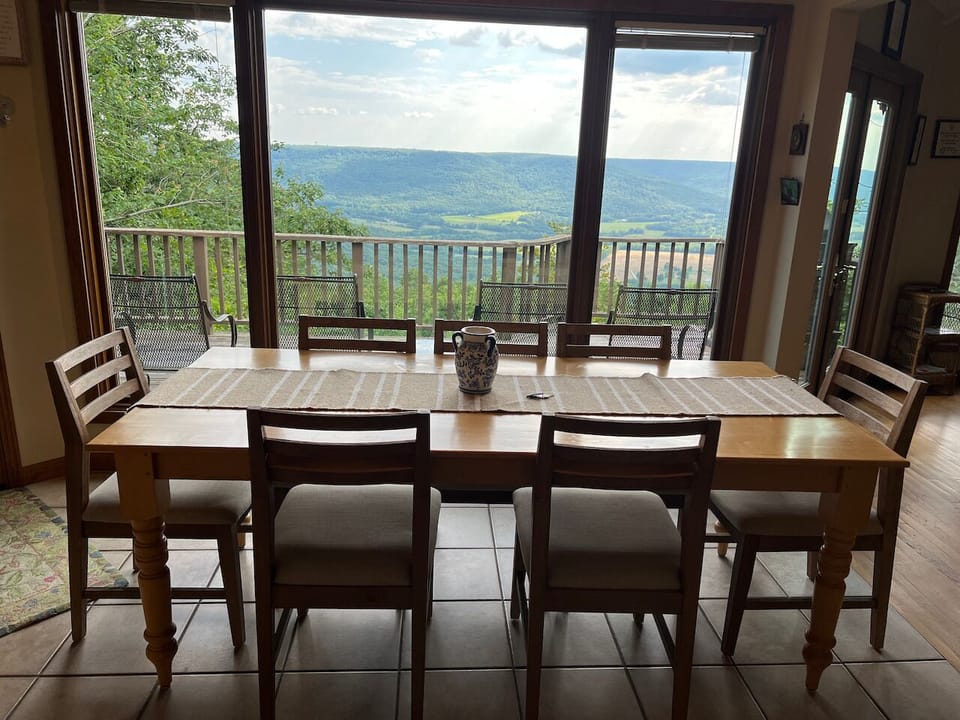 The dining room table sits 8