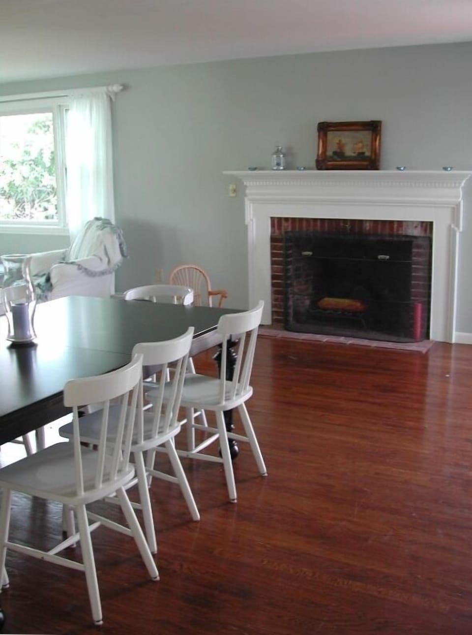 Dining room and fireplace