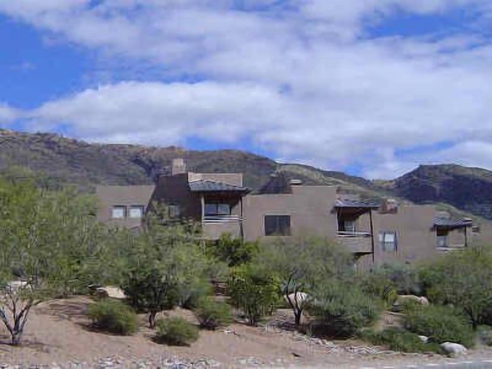 Our condo complex is nestled against the mountains