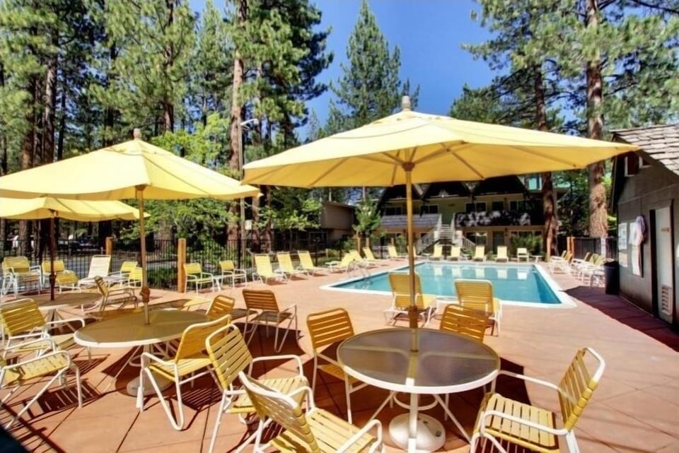 Heated seasonal pool only steps away from the front door.