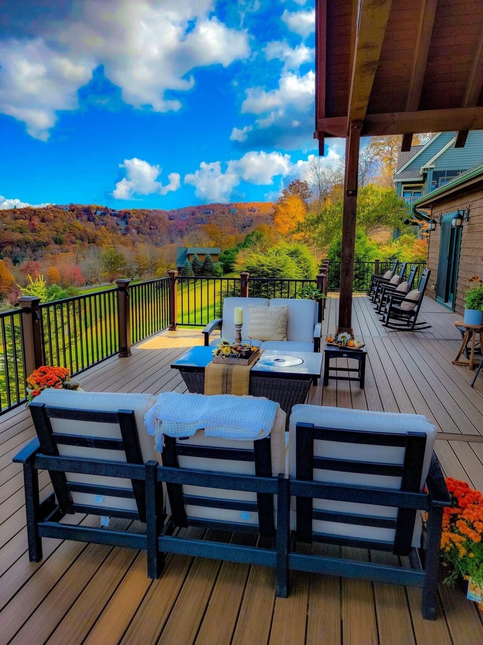 Deck staged by Trex Composite Decking for their marketing photos