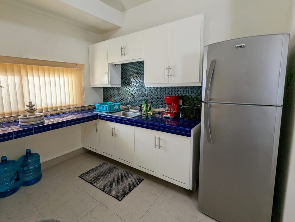 Fully-stocked kitchen with everything you need. Fresh drinking water provided.