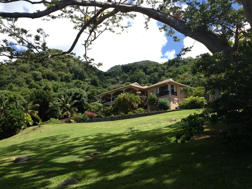 view of villa from below