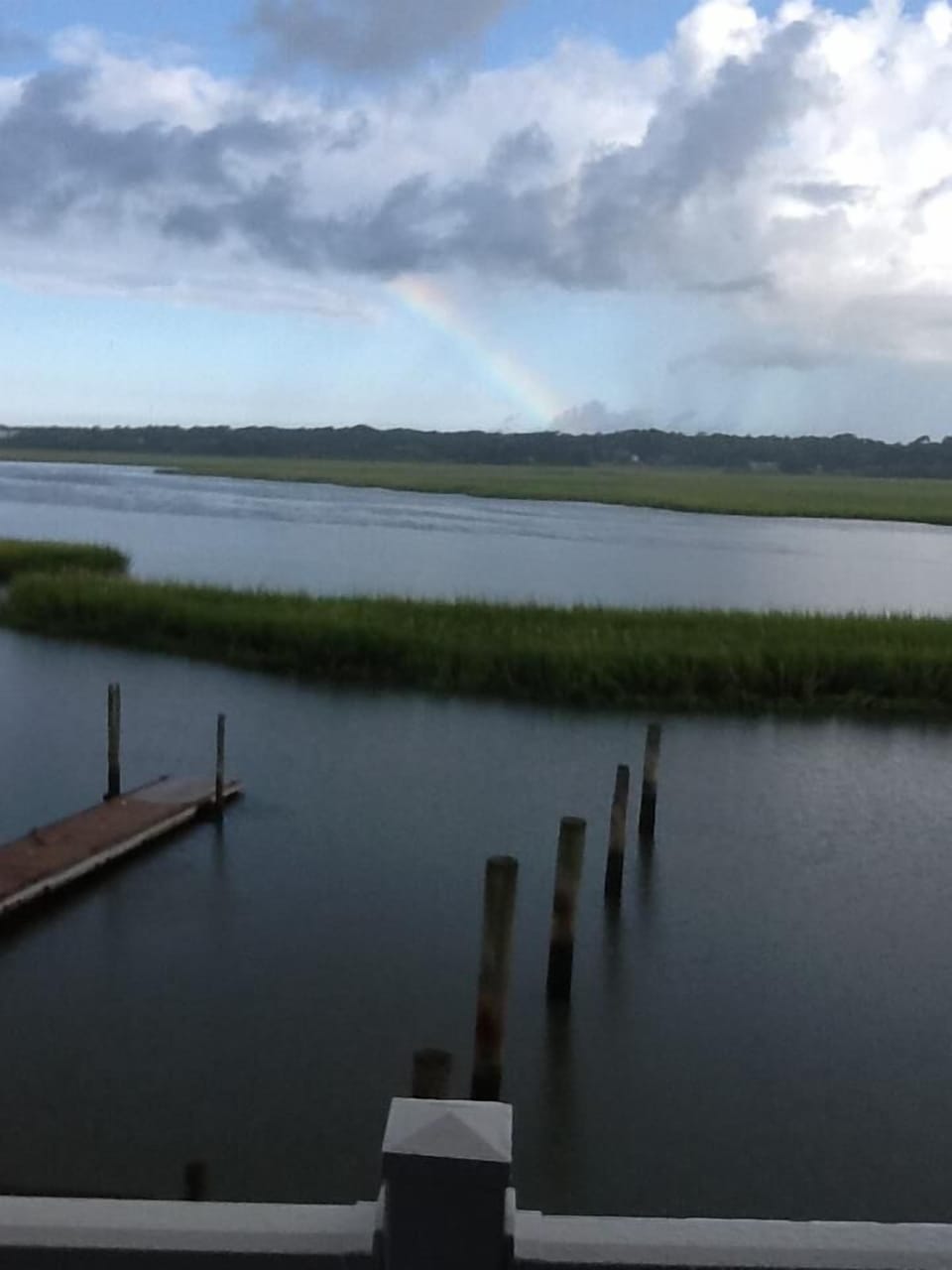 rainbow over the marsh as seen from our porch