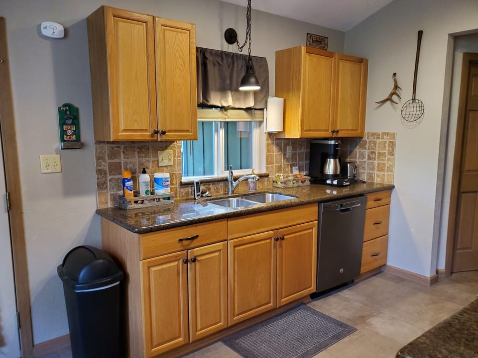 Kitchen with everything you'll need including k-cup coffee maker, k-cups