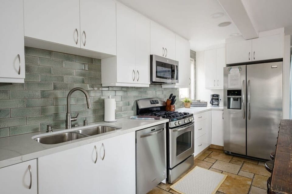 Stainless steel appliances elevate this kitchen