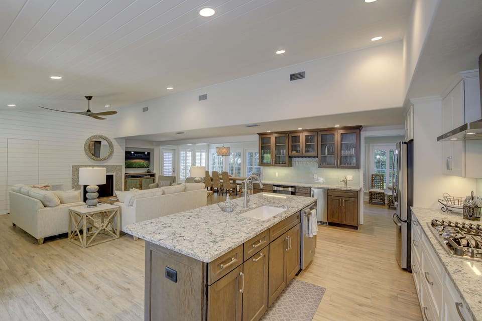 View from the kitchen to the living room