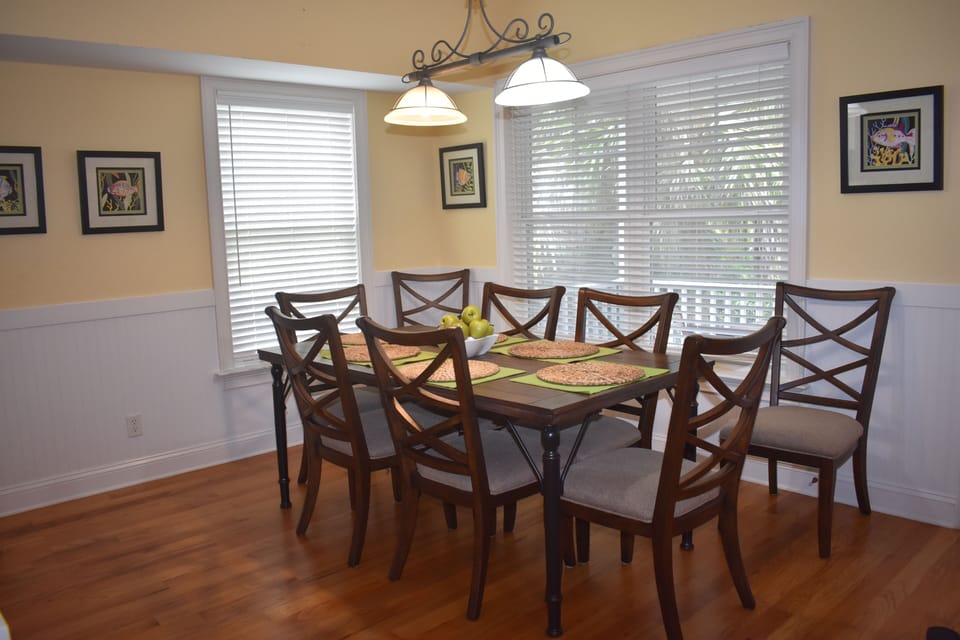 dining area with access to rear covered porch