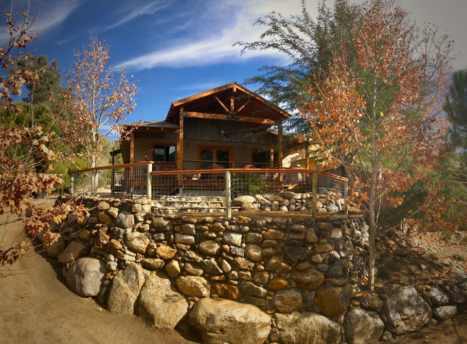 The back deck facing out over the river.