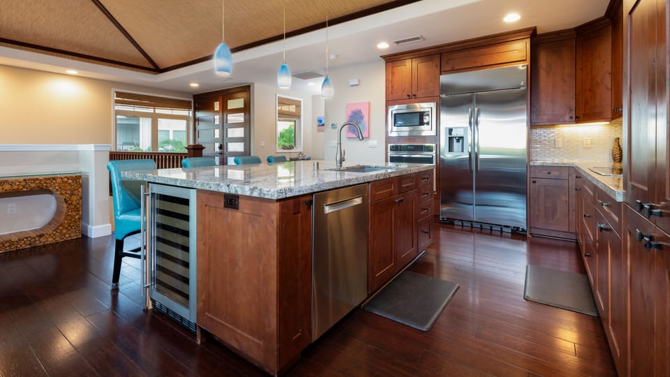 Gourmet kitchen with a great assortment of spices, oil and essentials provided.