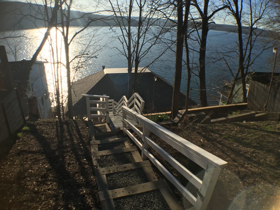 Exactly 50 steps from the road to water front.