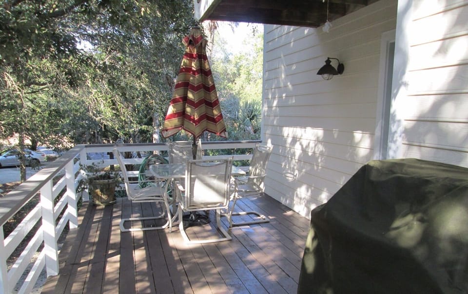 Back deck behind kitchen.
