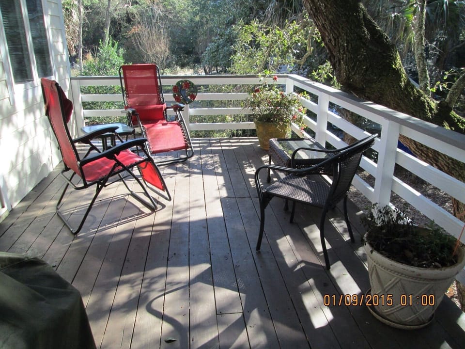 Back deck behind Master bedroom.