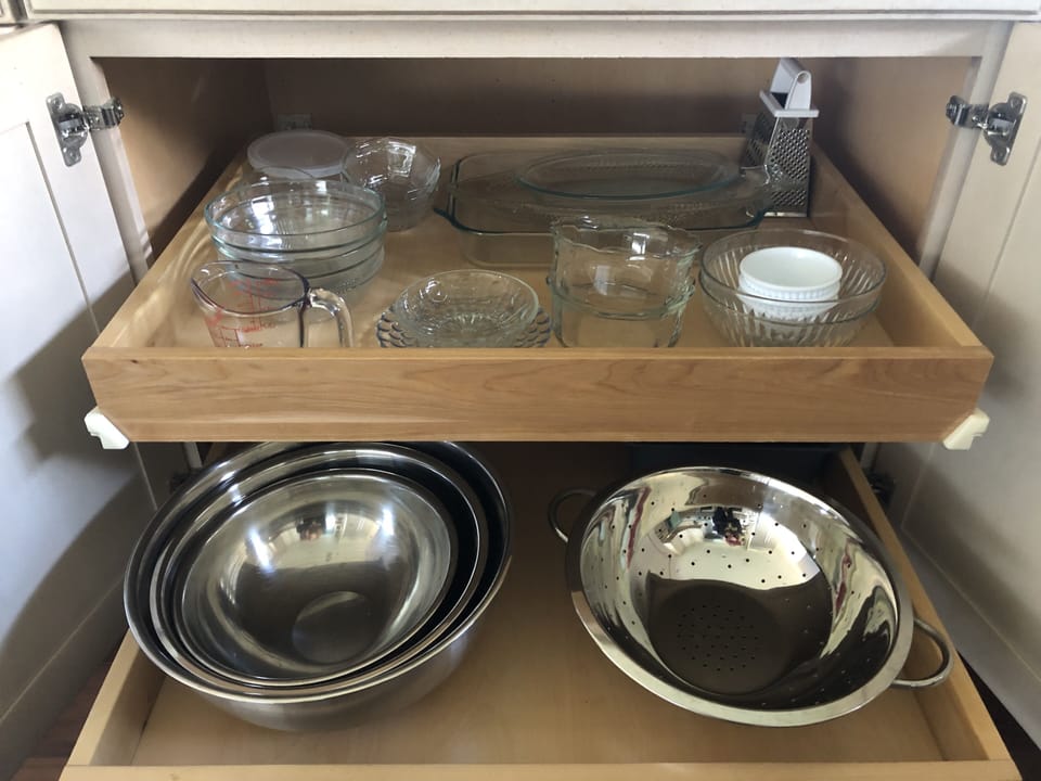 Bowls, colander, serving bowls and baking dishes