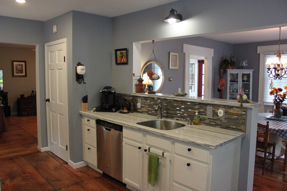 Fully outfitted kitchen.