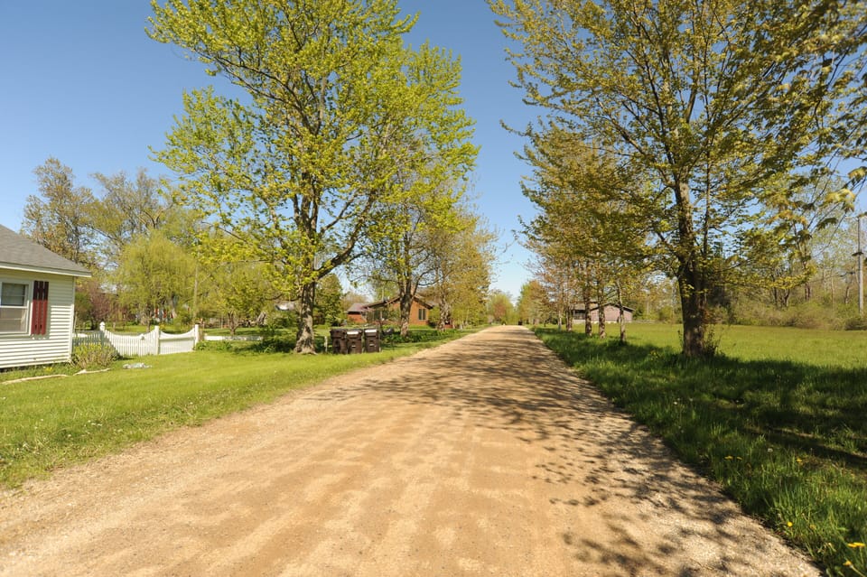 A typical country road in the community