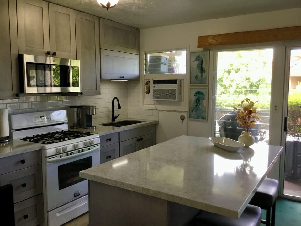 Our new custom built cabinets and island.
