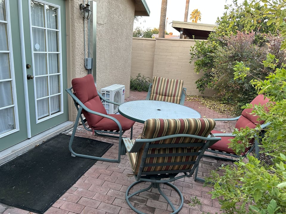 Back patio table and chairs