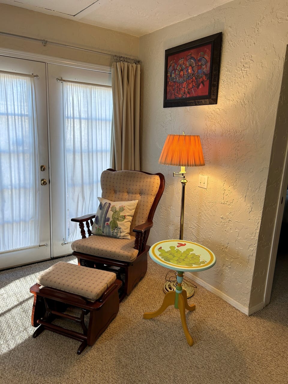 Living room glider and side table