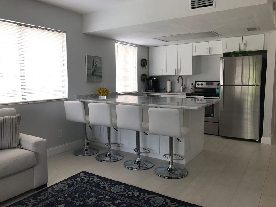 Bright open and modern kitchen.  
