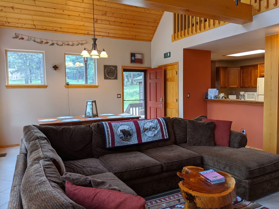 Kitchen overlooks the dining and living room areas.