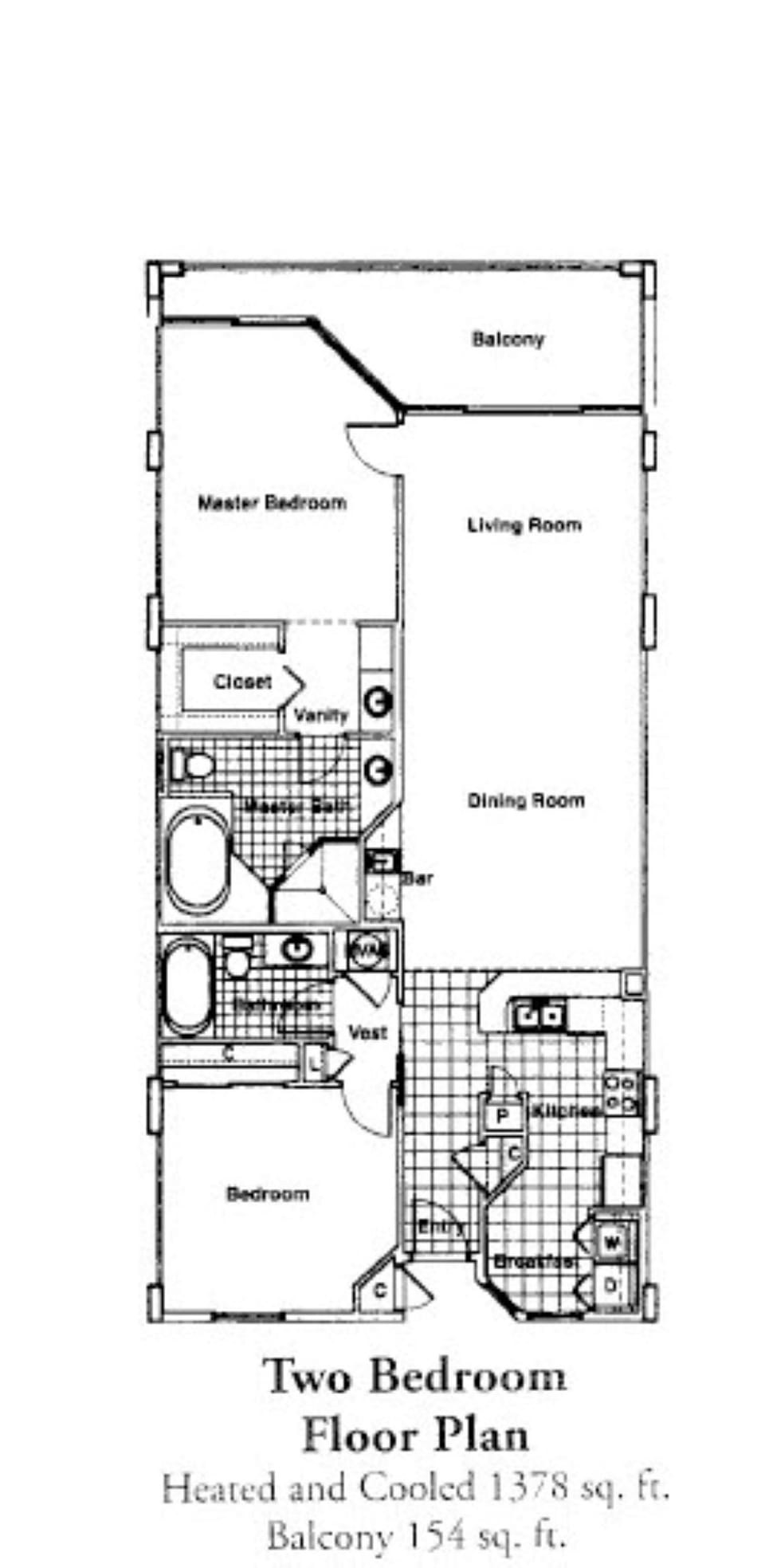 Floor Plans of 2 bedroom units.