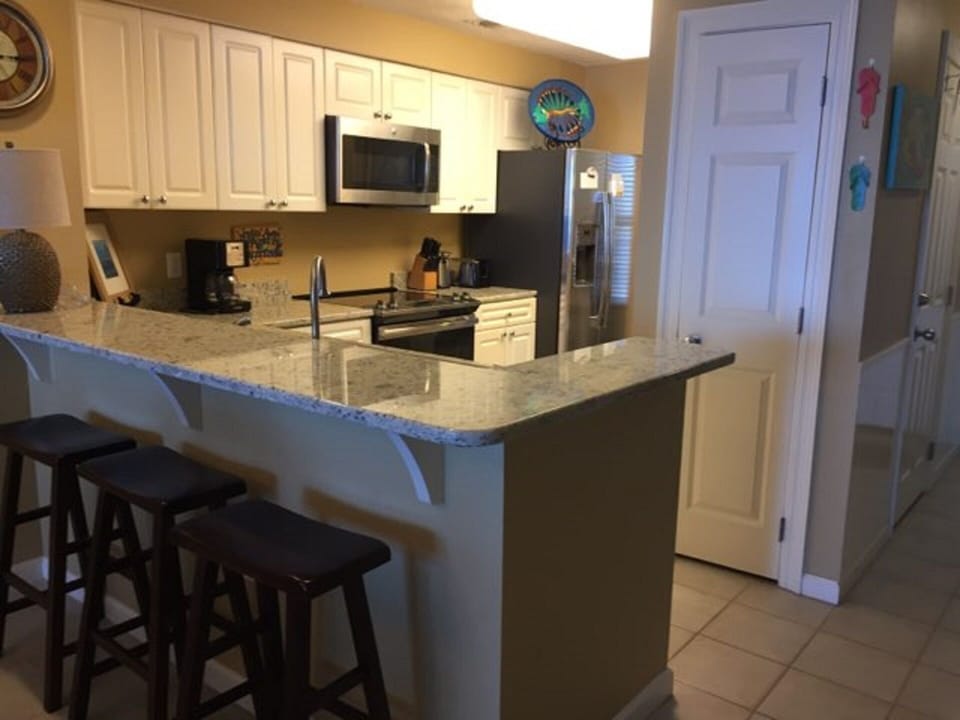 Breakfast bar and kitchen...