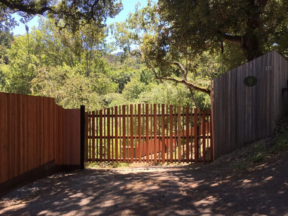 Street view of gate and driveway