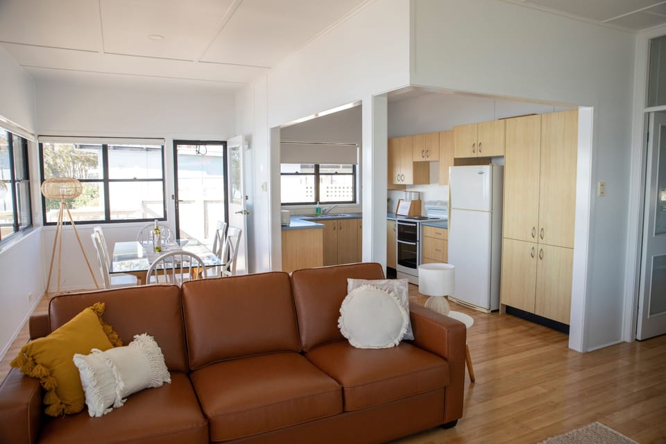 Living, dining and kitchen.