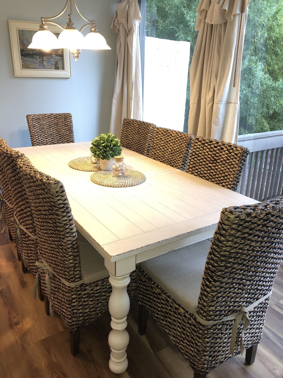 Dining table with seating for 8