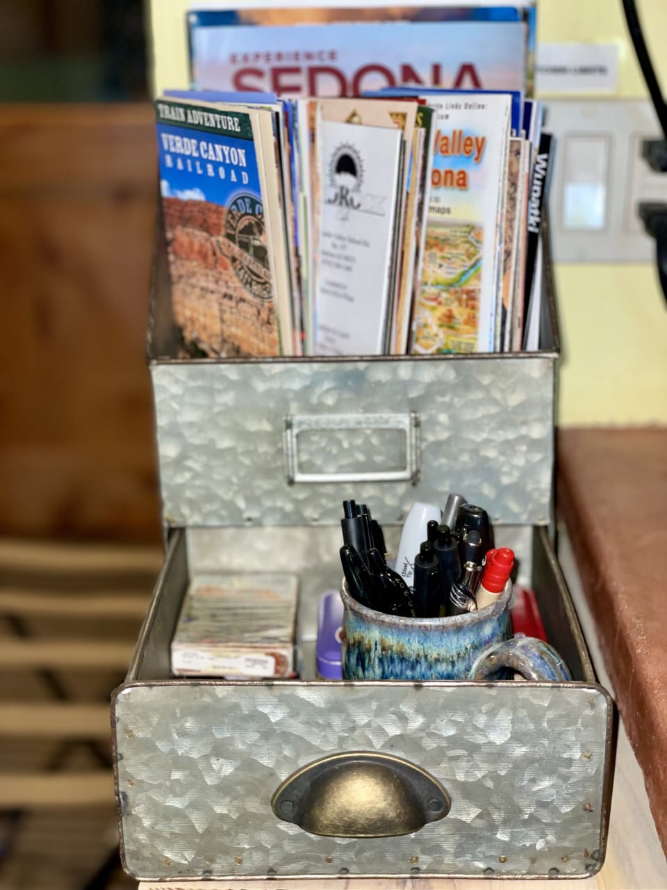 Information station with maps, restaurants, tours and more in the kitchen.