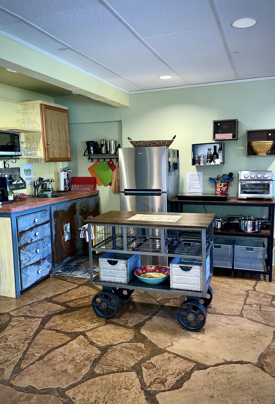 Kitchen view with all the amenities to stay in and cook or grill.