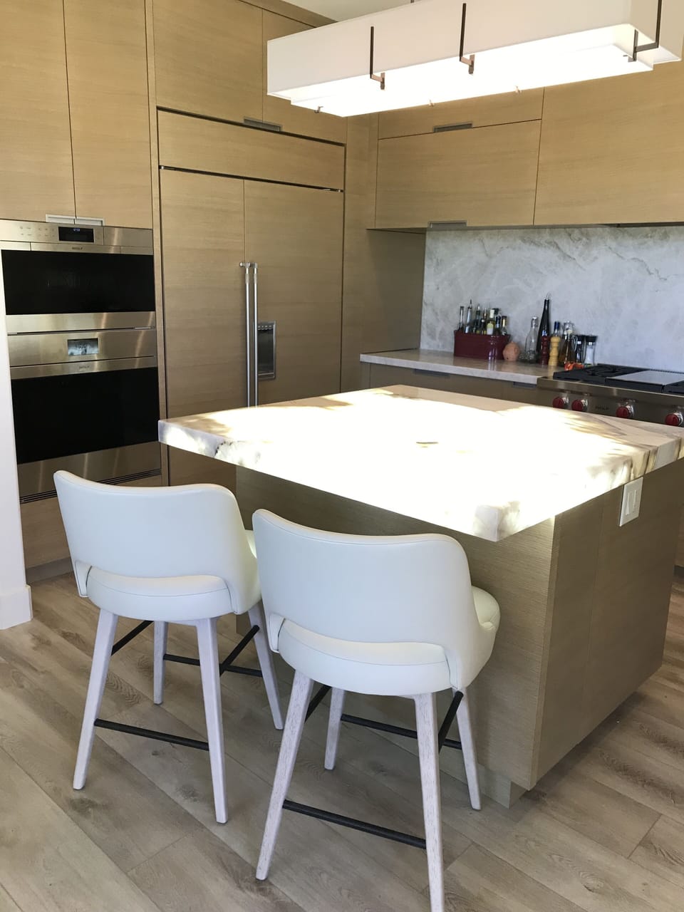 Kitchen with lit island
