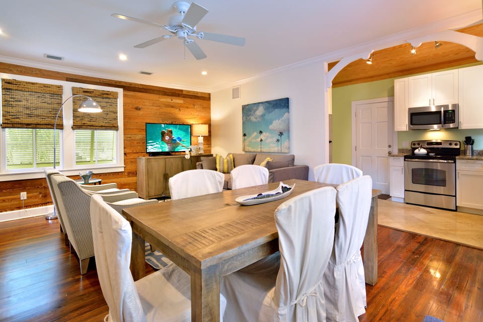 Easy entertaining from the kitchen to the dining room.