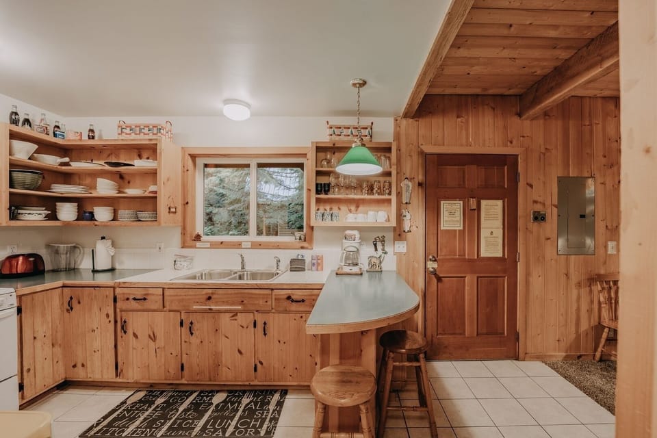 Indoors, Hardwood, Stained Wood, Kitchen, Sink
