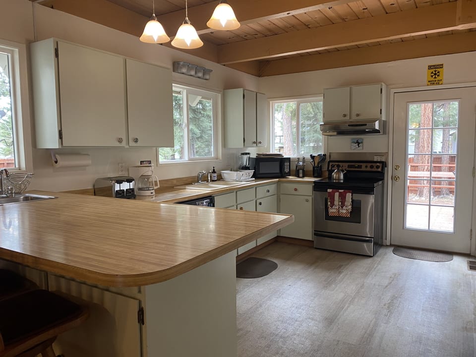 Another view of kitchen with lots of counter space.