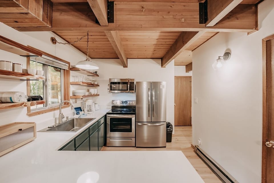 Indoors, Hardwood, Stained Wood, Kitchen, Sink