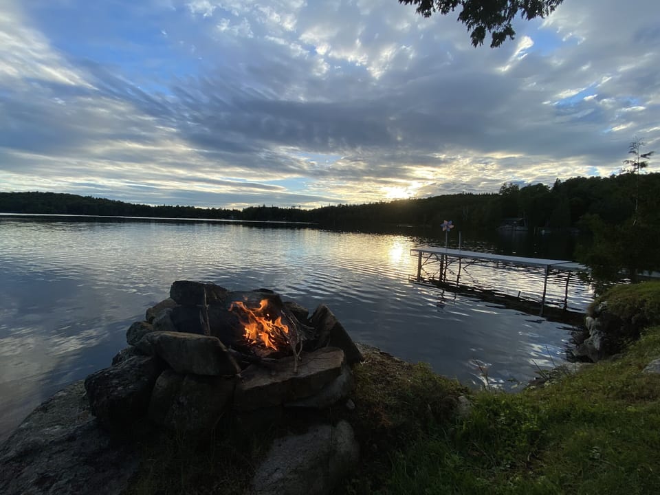 Small fire pit near the water