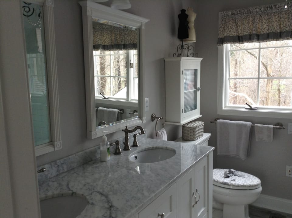 Newly update bathroom with soaking tub and shower