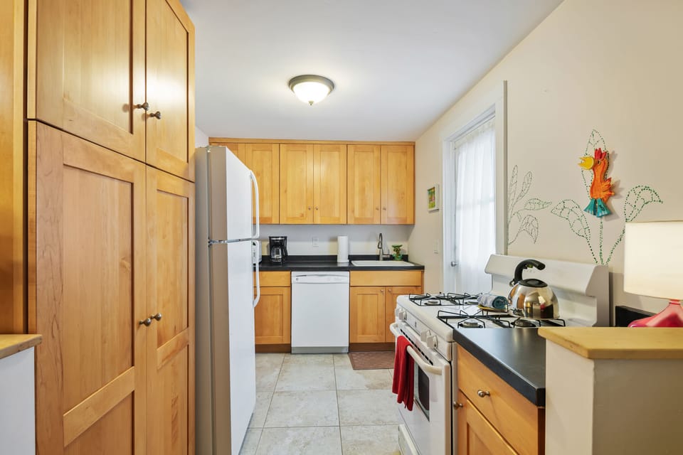 Plenty of cabinets for storage.