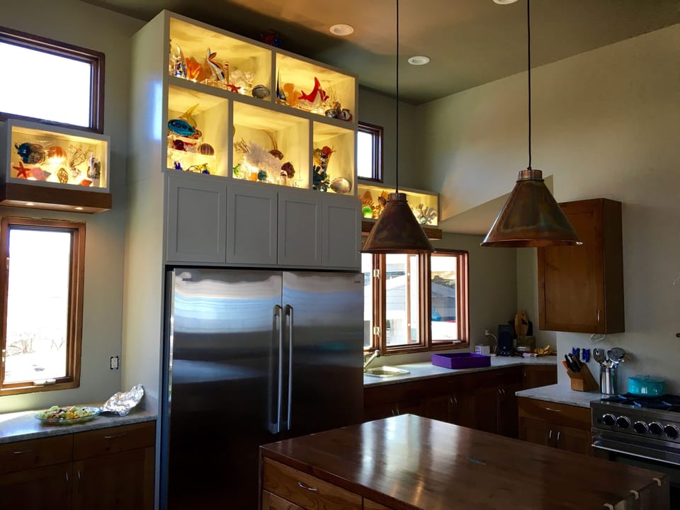 New kitchen with artistic glass fish