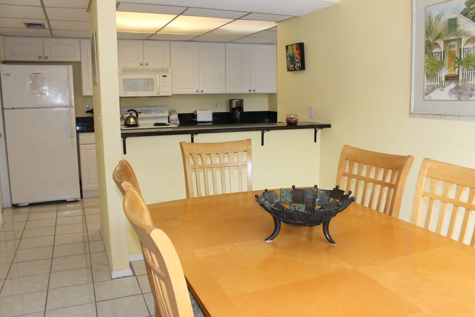 Dining room table seats six