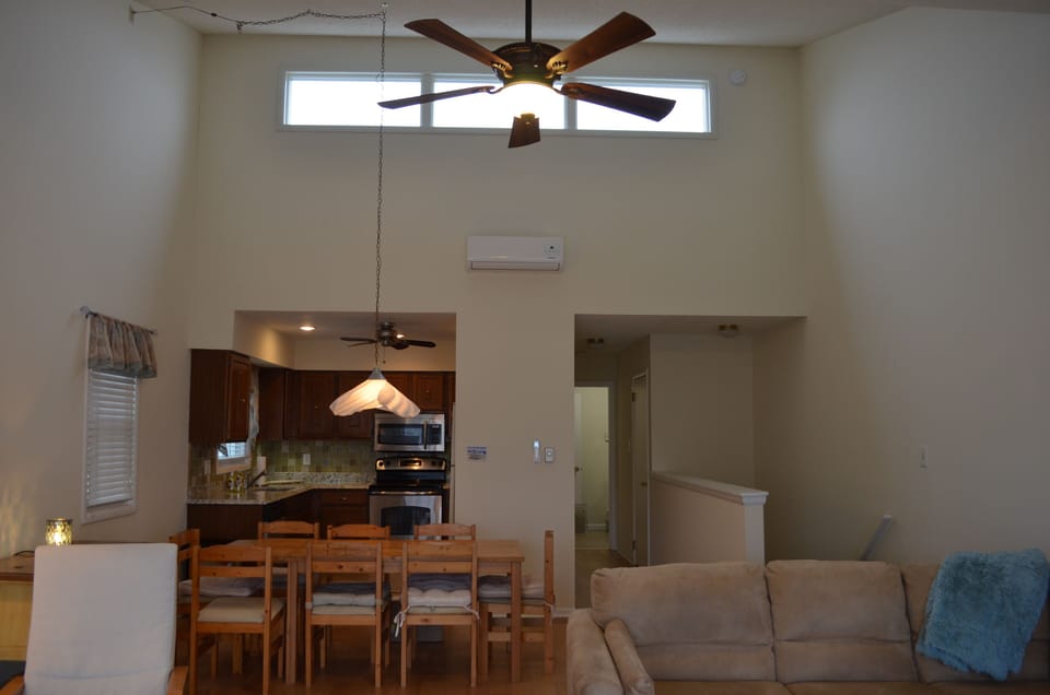 View from patio as 2nd floor includes kitchen and master bedroom.