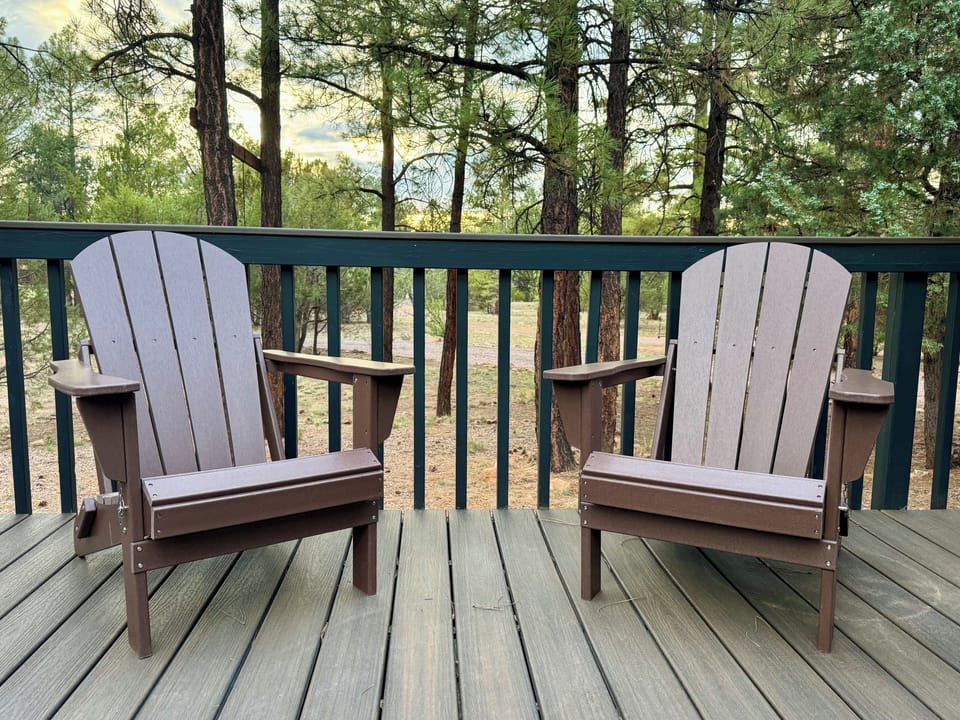 Adirondack chairs ready for a glass of wine of a morning cup of coffee